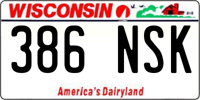 WI license plate 386NSK