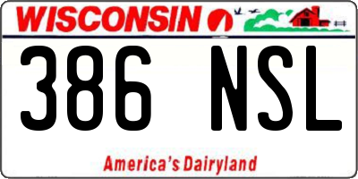 WI license plate 386NSL