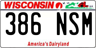 WI license plate 386NSM