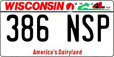 WI license plate 386NSP