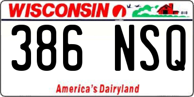 WI license plate 386NSQ