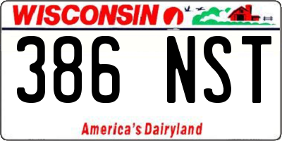 WI license plate 386NST