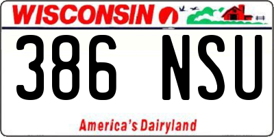 WI license plate 386NSU