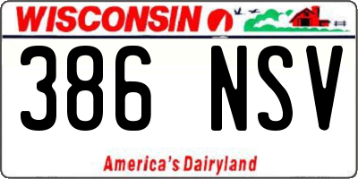 WI license plate 386NSV