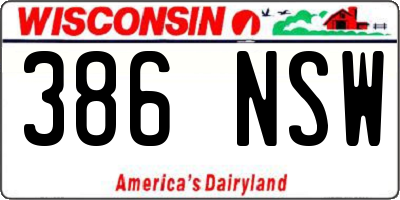 WI license plate 386NSW