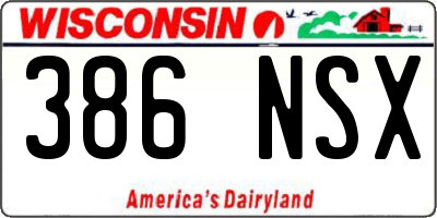 WI license plate 386NSX