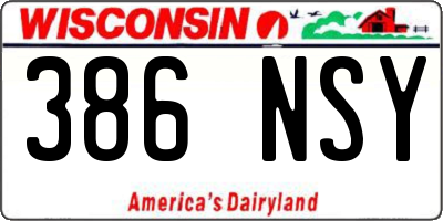 WI license plate 386NSY