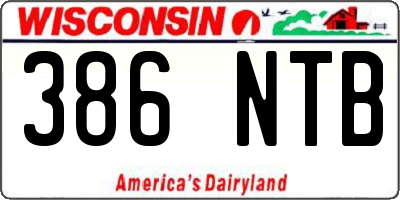 WI license plate 386NTB