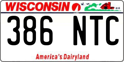 WI license plate 386NTC