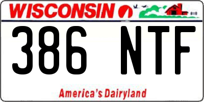 WI license plate 386NTF