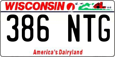 WI license plate 386NTG