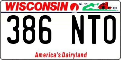 WI license plate 386NTO