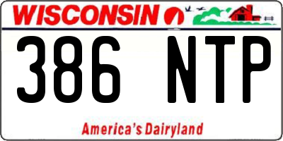 WI license plate 386NTP