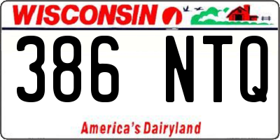 WI license plate 386NTQ