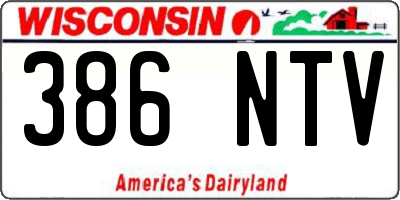 WI license plate 386NTV
