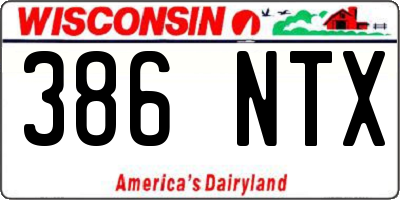 WI license plate 386NTX