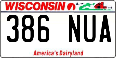 WI license plate 386NUA