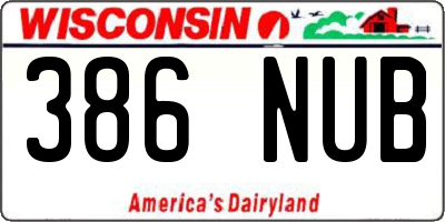 WI license plate 386NUB