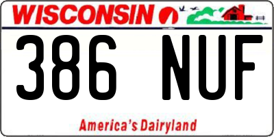 WI license plate 386NUF