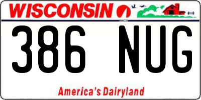 WI license plate 386NUG
