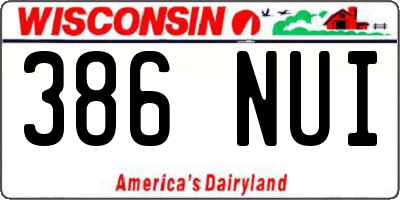 WI license plate 386NUI