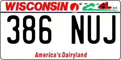 WI license plate 386NUJ