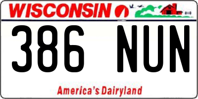 WI license plate 386NUN