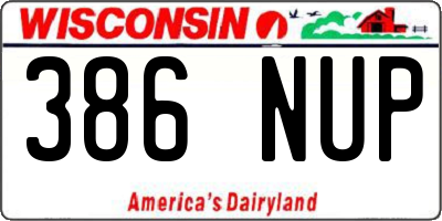 WI license plate 386NUP