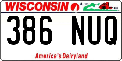 WI license plate 386NUQ