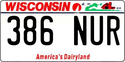 WI license plate 386NUR