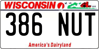 WI license plate 386NUT