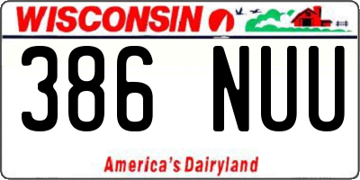 WI license plate 386NUU