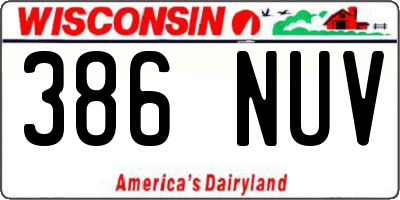 WI license plate 386NUV