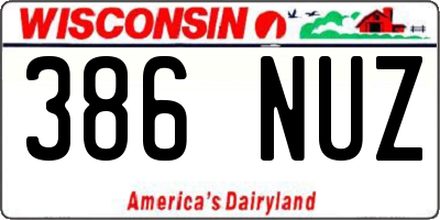 WI license plate 386NUZ