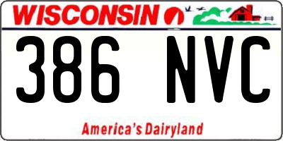 WI license plate 386NVC