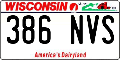 WI license plate 386NVS