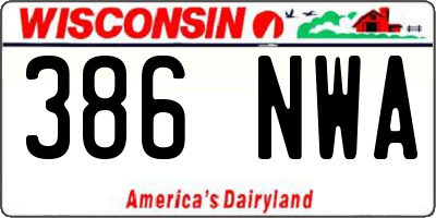 WI license plate 386NWA