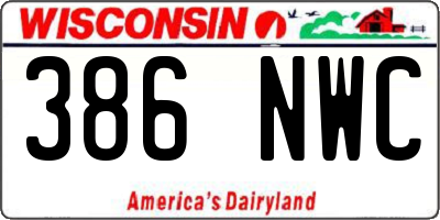 WI license plate 386NWC