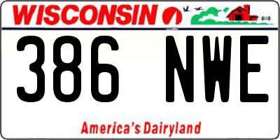 WI license plate 386NWE