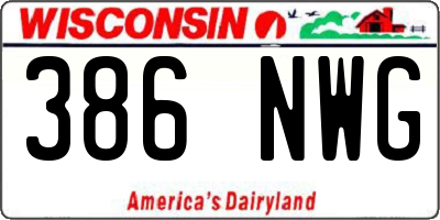 WI license plate 386NWG