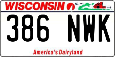 WI license plate 386NWK
