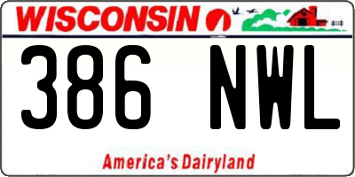WI license plate 386NWL