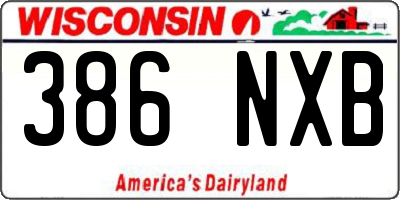 WI license plate 386NXB