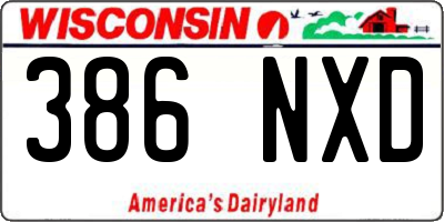 WI license plate 386NXD