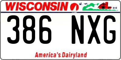 WI license plate 386NXG