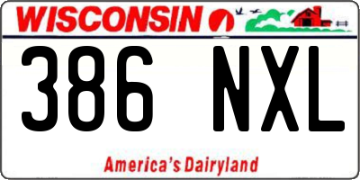WI license plate 386NXL