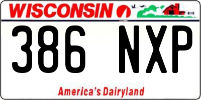 WI license plate 386NXP