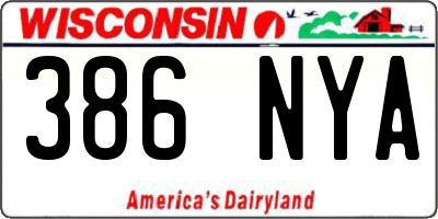 WI license plate 386NYA
