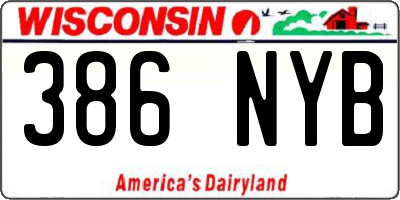WI license plate 386NYB