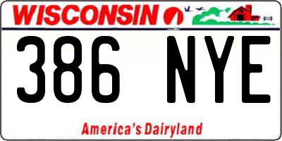 WI license plate 386NYE